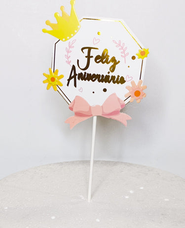 Topper Bolo Feliz Aniversário 2 - Com Luzes